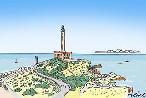 Faro de Cabo de Palos.  Ilustración a todo color y detalle, impresa directamente sobre lienzo de alto gramaje. Impresión digital con tinta ecosolvente y protección de barniz mate.  El lienzo va montado sobre tablero de DM con un grosor de 5 milímetros y lacado en negro en el anverso. Cuenta con un colgador en el reverso.  Sus medidas son 40x28 centímetros. 